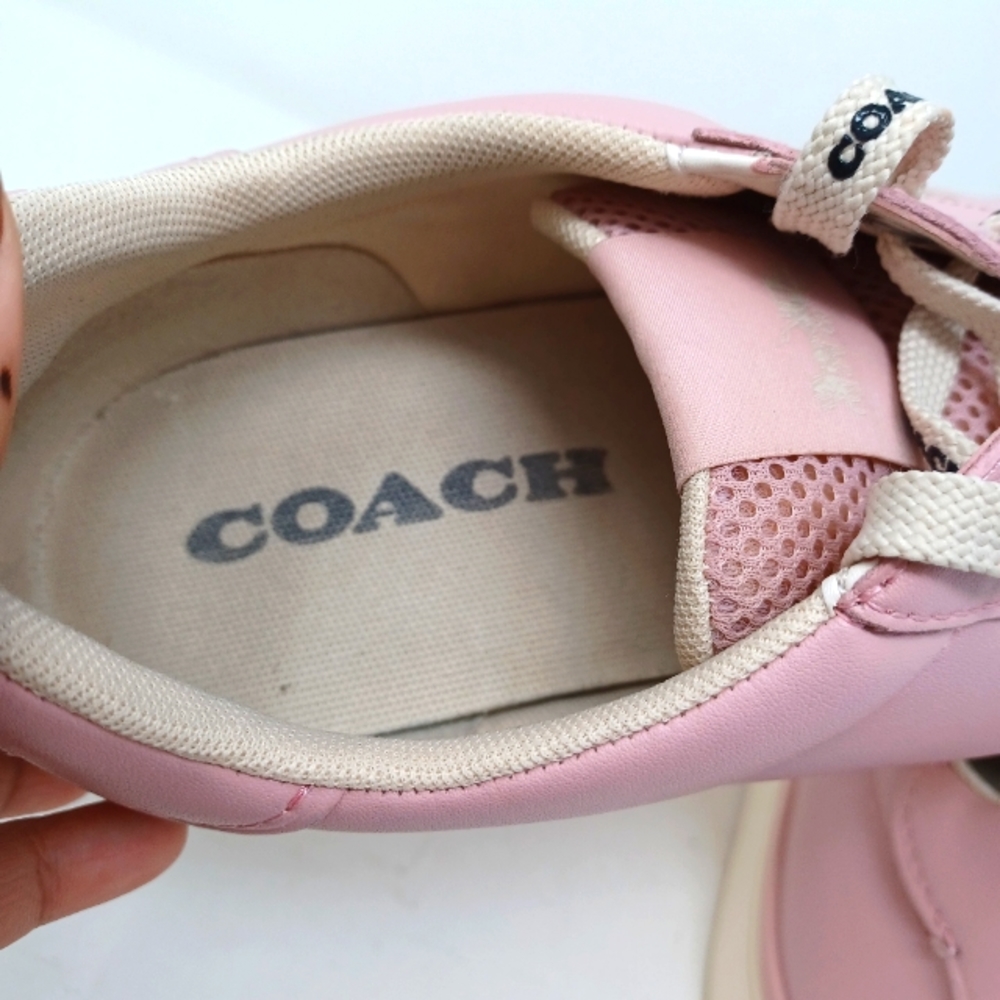 COACH Clip Leather Low-top Light Pink Sneakers - Picture 6 of 7